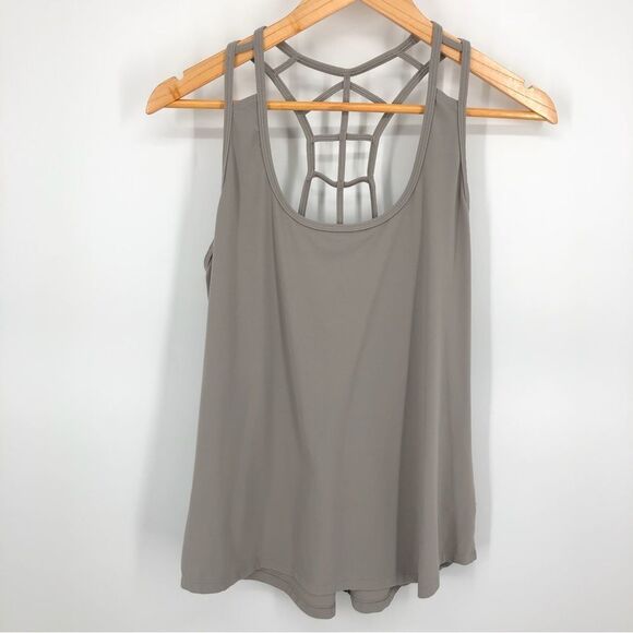Athleta Halasana Macrame Tank Womens Large Silver Grey - Picture 1 of 9